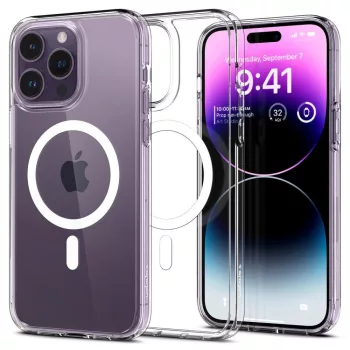   Spigen Ultra Hybrid MAG iPhone 14 Pro 6,1" Magsafe tok, fehér, átlátszó