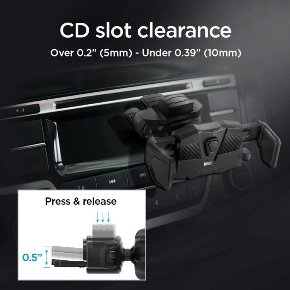 Spigen TMS24 Car Mount univerzális autós telefon tartó, max. 6-9 cm, CD nyílásba rögzíthető, fekete