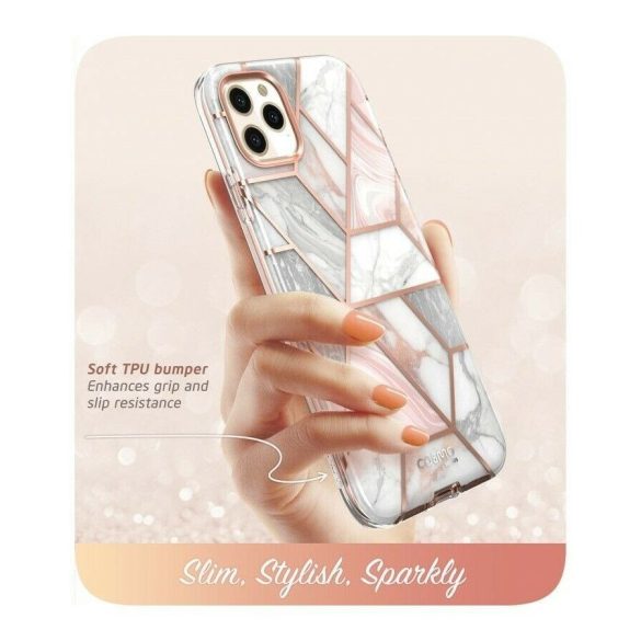 Supcase Cosmo iPhone 11 Pro Max hátlap, tok, márvány mintás, rózsaszín