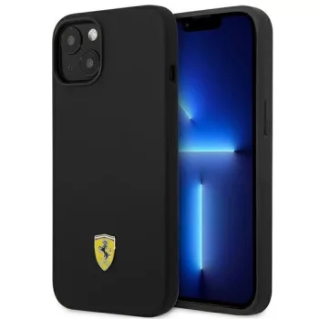   Ferrari FEHCP14MSIBBK Silicone Metal Apple iPhone 14 Plus hátlap tok, fekete