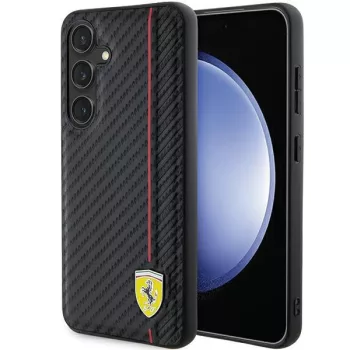   Ferrari FEHCS24MN3DUR Carbon Printed Line Samsung Galaxy S24 Plus , hátlap, tok, fekete
