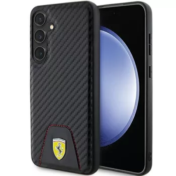   Ferrari FEHCS24MN3PUK Carbon Stitched Bottom Samsung Galaxy S24 Plus , hátlap, tok, fekete
