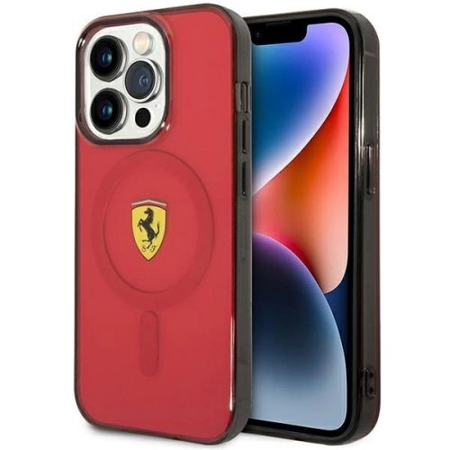 Ferrari FEHMP14LURKR Translucent Magsafe iPhone 14 Pro 6,1" hátlap, tok, piros