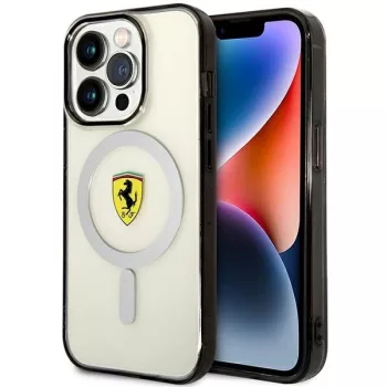   Ferrari FEHMP14XURKT Outline Magsafe iPhone 14 Pro Max 6.7" hátlap, tok, átlátszó-fekete