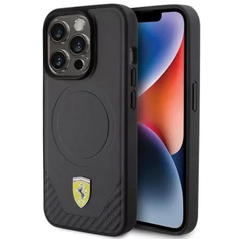   Ferrari FEHMP15LPTEK Carbon Metal Logo MagSafe iPhone 15 Pro 6.1", hátlap, tok, fekete