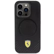 Ferrari FEHMP15LPTEK Carbon Metal Logo MagSafe iPhone 15 Pro 6.1", hátlap, tok, fekete