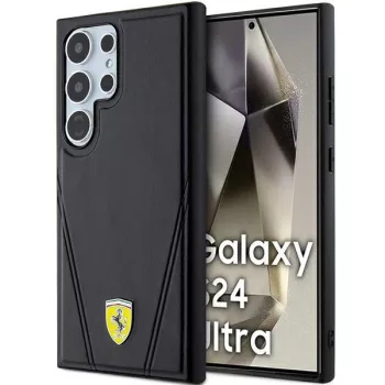   Ferrari FEHMS24LP3BAK Hot Stamp V Lines MagSafe Samsung Galaxy S24 Ultra , hátlap, tok, fekete