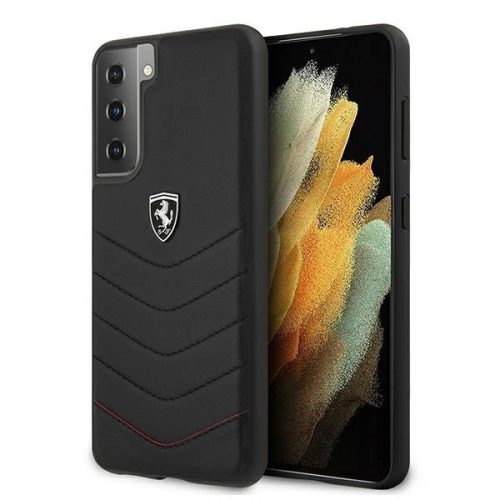Ferrari FEHQUHCS21SBK Off Track Quilted Samsung Galaxy S21 G991, hátlap, tok, fekete