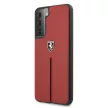 Ferrari FEOSIHCS21MRE Off Track Leather Nylon Stripe Samsung Galaxy S21+ G996, hátlap, tok, piros