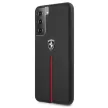 Ferrari FEOSIHCS21SBK Off Track Leather Nylon Stripe Samsung Galaxy S21 G991, hátlap, tok, fekete
