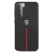 Ferrari FEOSIHCS21SBK Off Track Leather Nylon Stripe Samsung Galaxy S21 G991, hátlap, tok, fekete