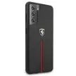 Ferrari FEOSIHCS21SBK Off Track Leather Nylon Stripe Samsung Galaxy S21 G991, hátlap, tok, fekete