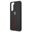 Ferrari FEOSIHCS21SBK Off Track Leather Nylon Stripe Samsung Galaxy S21 G991, hátlap, tok, fekete