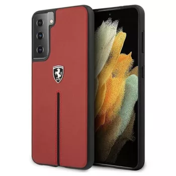   Ferrari FEOSIHCS21SRE Off Track Leather Nylon Stripe S21 G991, hátlap, tok, piros