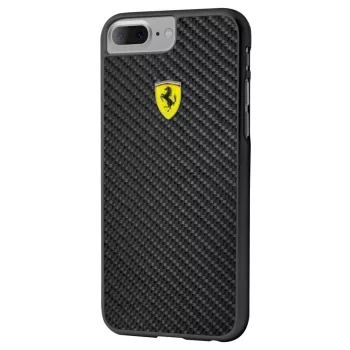   Ferrari iPhone 6 Plus/7 Plus/8 Plus Real Carbon Fiber (FERCAHCP7LBK) hátlap, tok, fekete