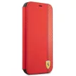 Ferrari FESAXFLBKP13SRE On Track Carbon Stripe iPhone 13 mini 5.4", oldalra nyíló tok, piros