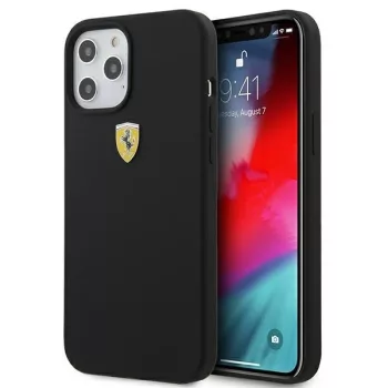   Ferrari FESSIHCP12LBK On Track Silicone iPhone 12 Pro Max 6.7", hátlap, tok, fekete