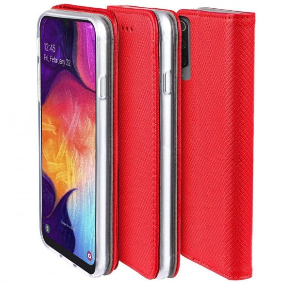 Smart Magnet Samsung Galaxy J4 Plus (2018) oldalra nyíló tok, piros
