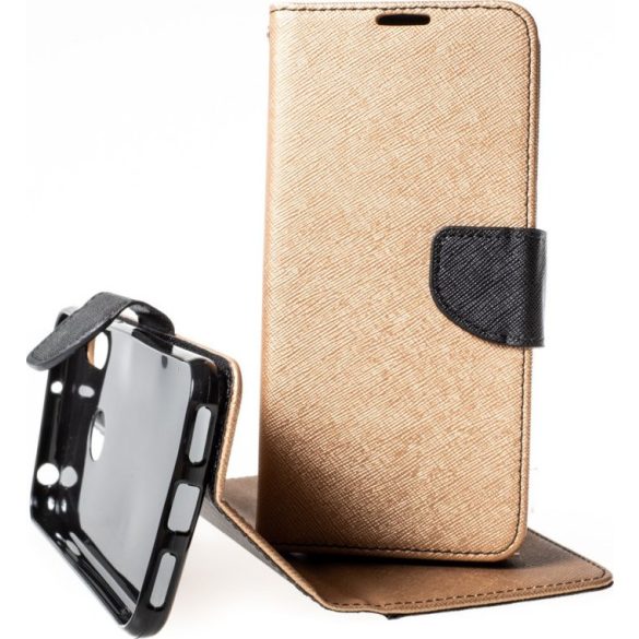 Smart Fancy Samsung Galaxy A41 oldalra nyíló tok, arany-fekete