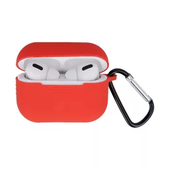 Airpods Pro szilikon tok + karabiner, piros