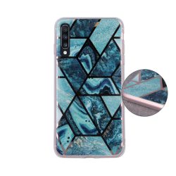   Geometric Marmur Case Samsung Galaxy A70 hátlap, tok, sötétkék