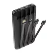 Forever TB-411 Power Bank hordozható külső akkumulátor, 2xUSB-A/1xUSB-C, USB-C-Micro-USB-Lightning kábelekkel, 10000 mAh, 10W, fekete