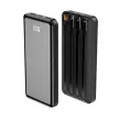 Forever TB-411 Power Bank hordozható külső akkumulátor, 2xUSB-A/1xUSB-C, USB-C-Micro-USB-Lightning kábelekkel, 10000 mAh, 10W, fekete