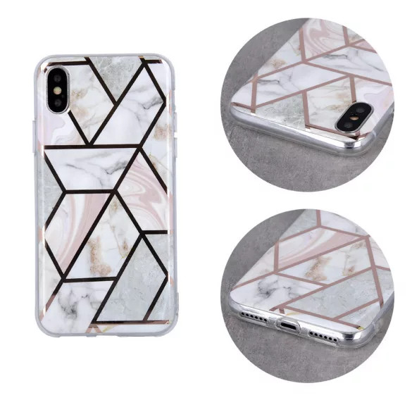 Geometric Marmur Case Xiaomi Redmi 9T/9 Power/Poco M3 hátlap, tok, rózsaszín