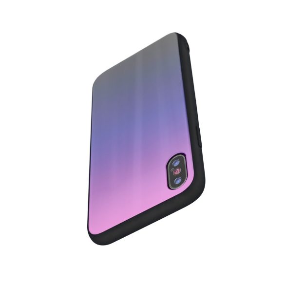Aurora Glass Samsung Galaxy A12/M12 hátlap, tok, rózsaszín-fekete