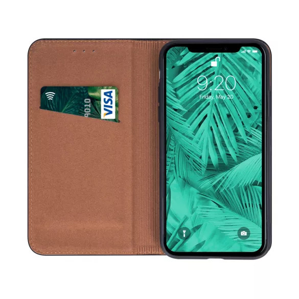 Genuine Leather Smart Pro Xiaomi Redmi Note 10/Note 10S eredeti bőr oldalra nyíló tok, fekete