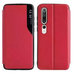   Eco Leather View Case 2 Samsung Galaxy A12/M12 oldalra nyíló tok, piros