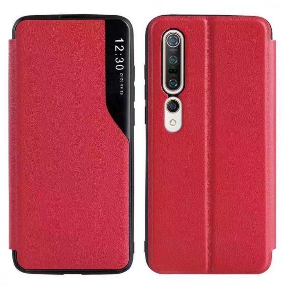 Eco Leather View Case 2 Samsung Galaxy A12/M12 oldalra nyíló tok, piros