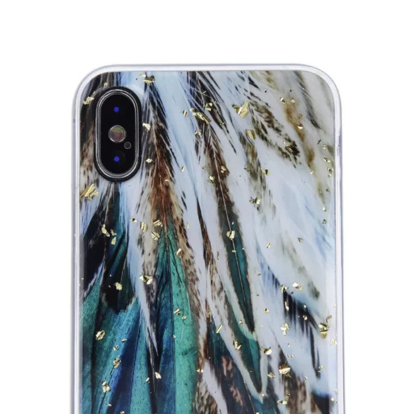 Gold Glam Feathers Case Xiaomi Redmi 9C hátlap, tok, mintás, színes