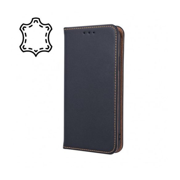 Genuine Leather Smart Pro Samsung Galaxy S21 FE eredeti bőr oldalra nyíló tok, sötétkék