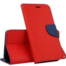 Smart Fancy iPhone 14 oldalra nyíló tok, piros-kék