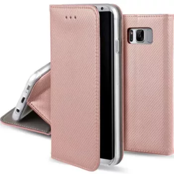   Smart Magnet iPhone 14 Pro Max oldalra nyíló tok, rozé arany