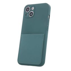   Card Case Silicone Samsung Galaxy A13 4G hátlap, tok, sötétzöld