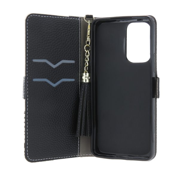 Charms Case Samsung Galaxy S23 oldalra nyíló tok, fekete