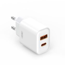   XO CE12 Wall Charger hálózati töltő adapter, gyorstöltő, PD QC 3.0, 20W, USB-A/USB-C, 3A, fehér