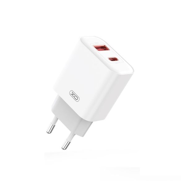 XO CE12 Wall Charger hálózati töltő adapter, gyorstöltő, PD QC 3.0, 20W, USB-A/USB-C, 3A, fehér