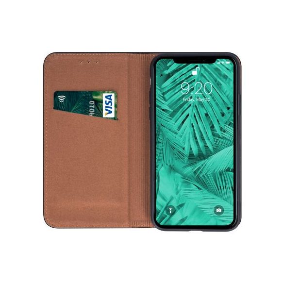 Genuine Leather iPhone 15 Pro eredeti bőr oldalra nyíló tok, barna