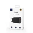 WIWU Wi-U002 Wall Charger hálózati töltő adapter, gyorstöltő, PD+QC 20W, USB-A/USB-C, 3A, fekete