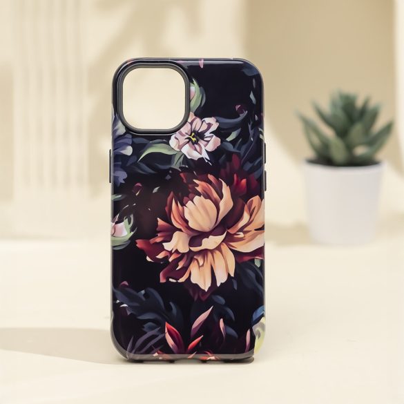 Decor Case Peony iPhone 15 hátlap, tok, mintás, színes