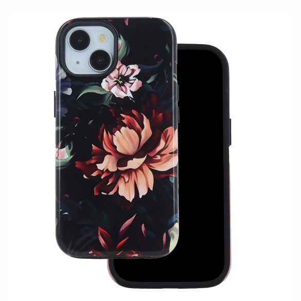 Decor Case Peony iPhone 15 Pro hátlap, tok, mintás, színes