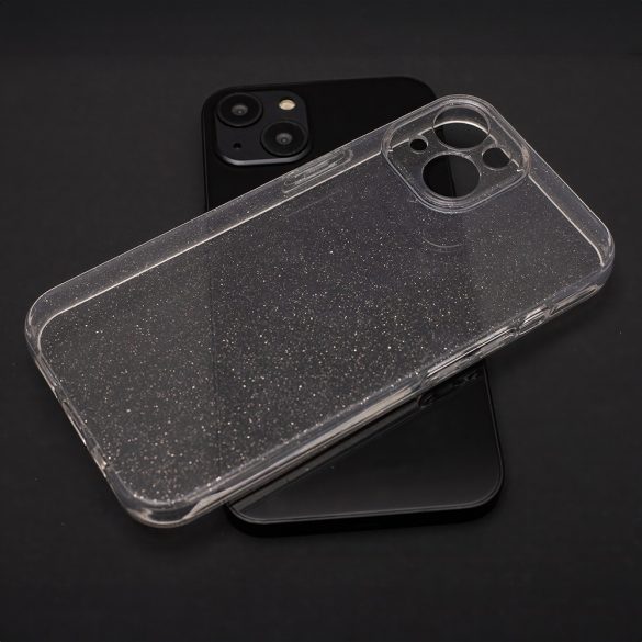 Shine Case iPhone 16 Pro csillámos kameravédős hátlap, tok, átlátszó