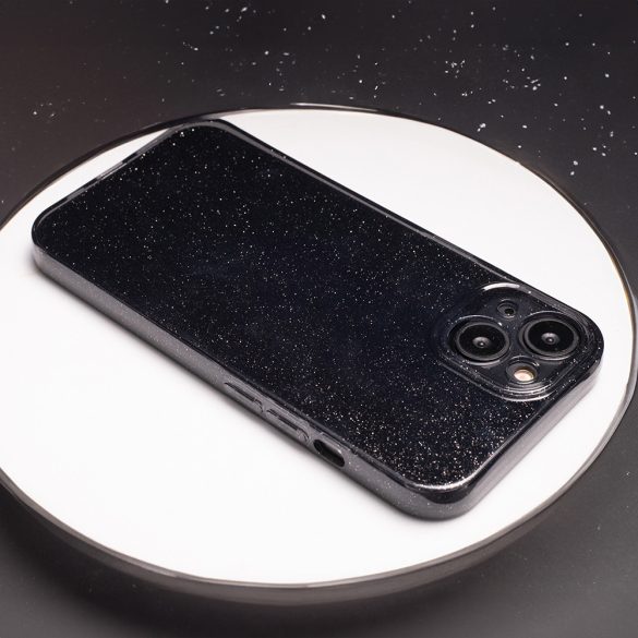 Shine Case iPhone 16 Plus csillámos kameravédős hátlap, tok, fekete