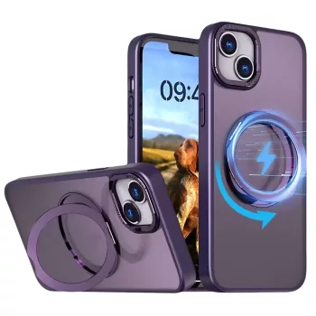   Mag Ring Rotating case iPhone 16 Pro MagSafe hátlap, tok, gyűrűs kitámasztóval, lila