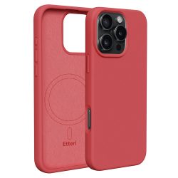   Etteri Silicone Mag case iPhone 16 Pro Magsafe kompatibilis szilikon hátlap, tok, piros