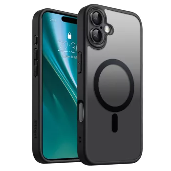   Etteri Matt Mag case iPhone 16 MagSafe matt hátlap, tok, fekete-átlátszó