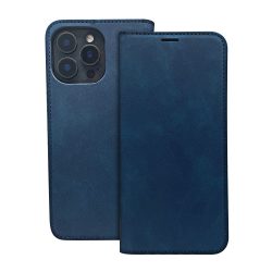 Smart Suede iPhone 16 Pro oldalra nyíló tok, sötétkék